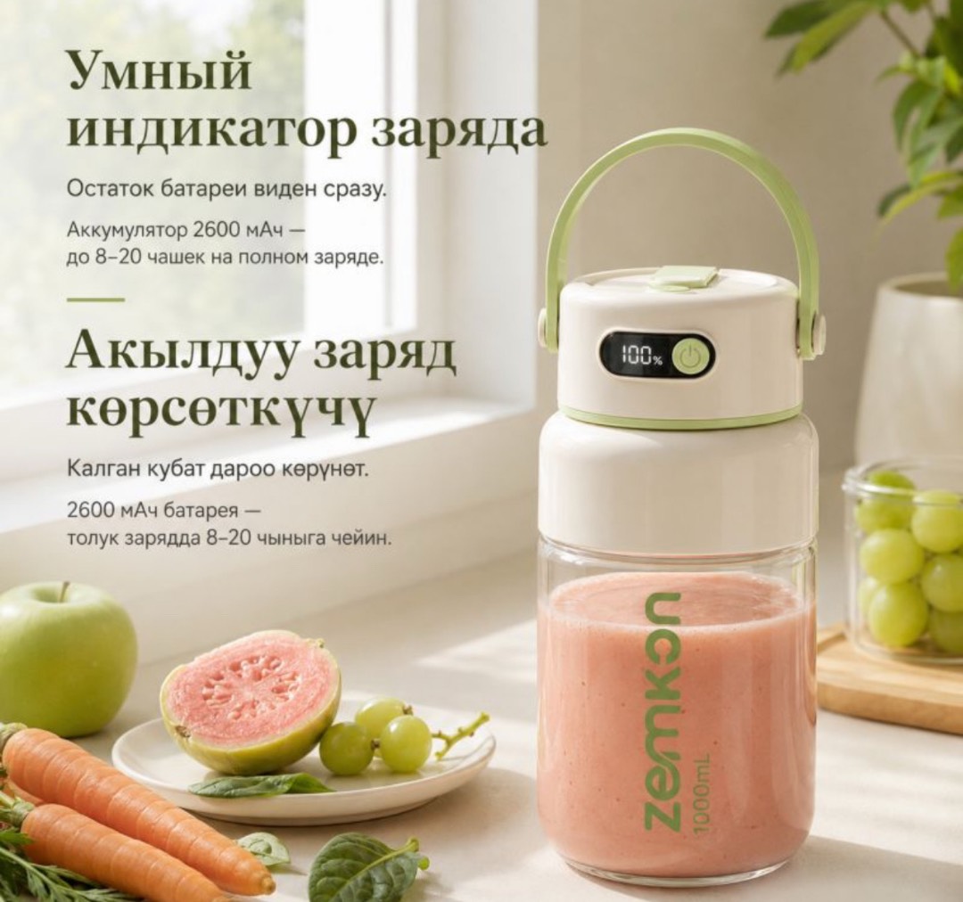 Портативный беспроводной блендер для смузи Zemkon GZ45 - изображение 5
