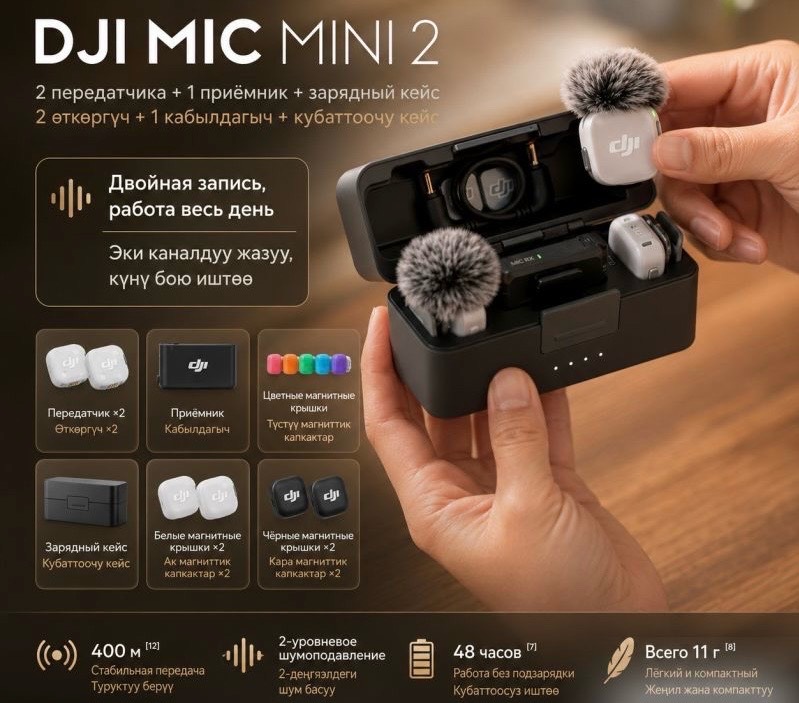 Беспроводной микрофон DJI Mic Mini 2 (2 TX + 1 RX + Charging Case) - изображение 2