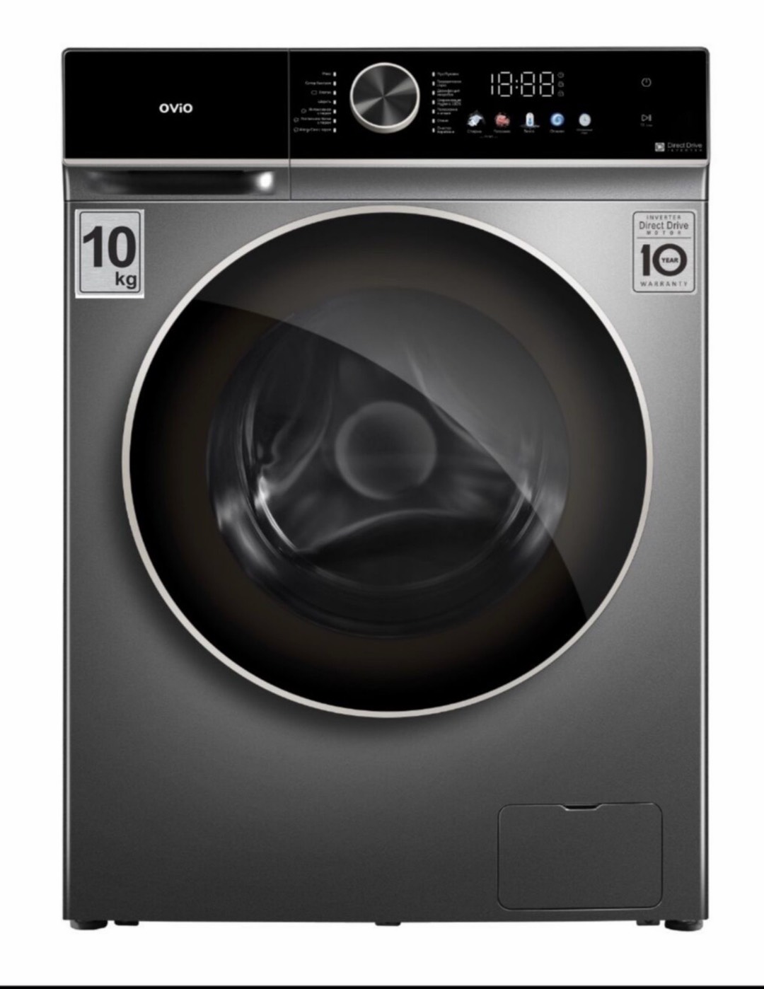 Стиральная машина Ovio
OWM-100T800DS 10 кг, серый цвет, DD прямой