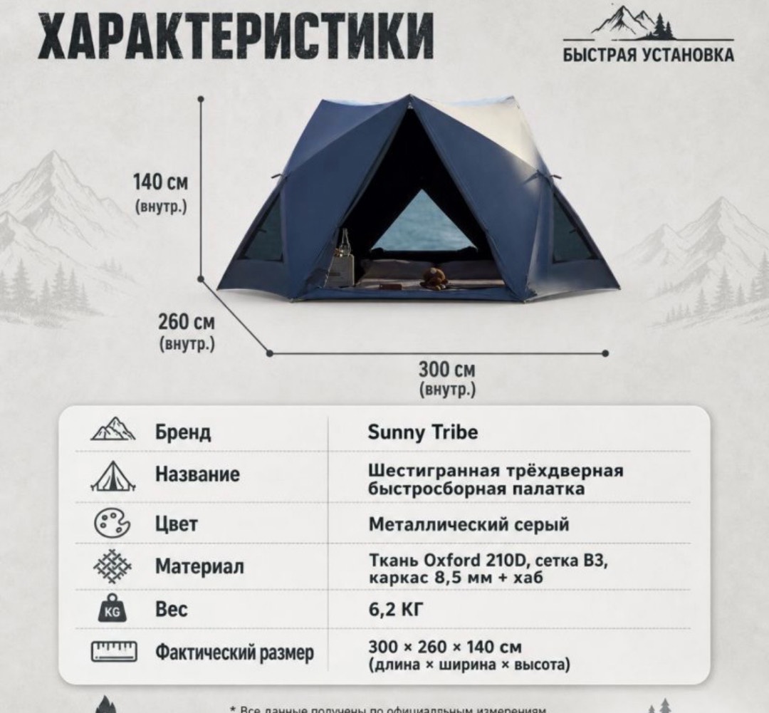 Палатка автоматическая Future PRO 260 х 300 х 140 см - изображение 5