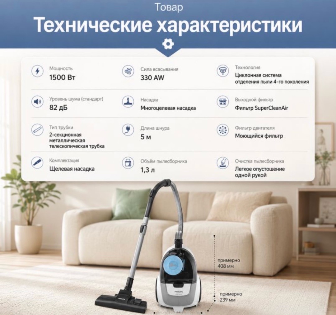 Пылесос Philips 2000 Series XB2023 - изображение 4