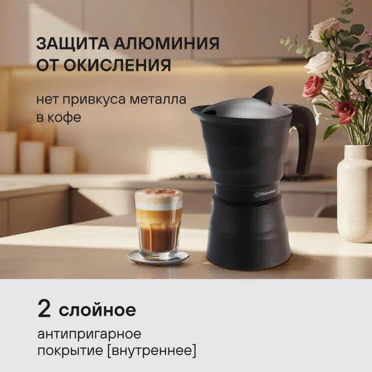 Гейзерная кофеварка Rondell Pacific Grey (RDA-1901) - изображение 4