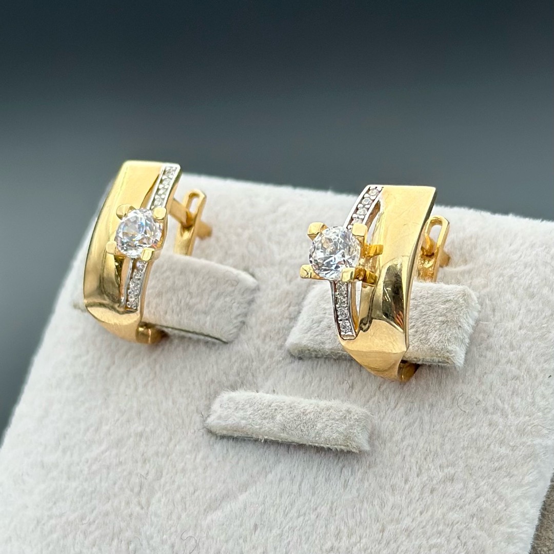 Серьги в желтом золоте 585, 4,19 грамм