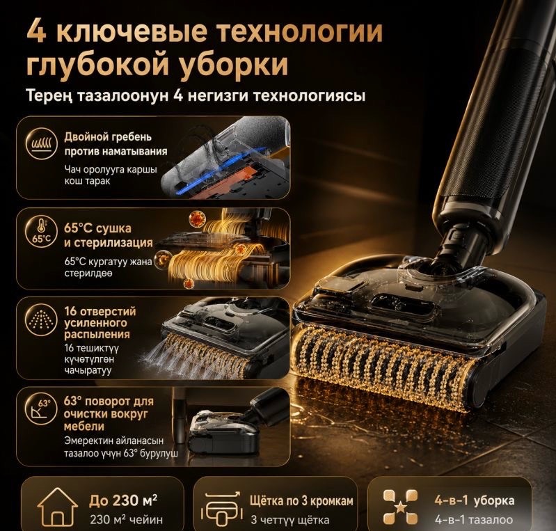Моющий беспроводной пылесос Cordless Floor Cleaning Machine OZ03-Pro Max - изображение 4