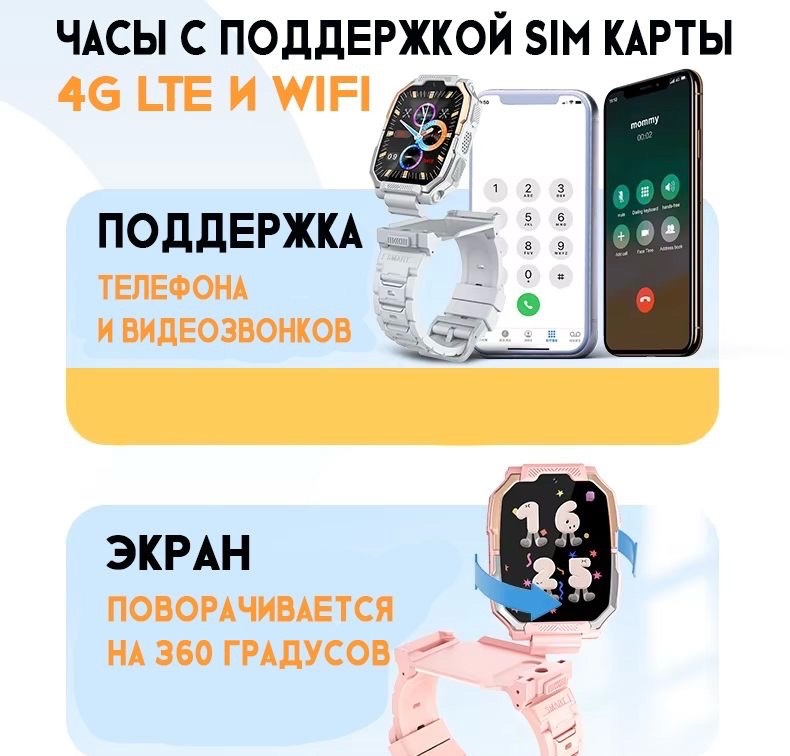 Детские Android смарт часы-телефон Smart Watch X500 с GPS, Sim картой и поддержкой 4G видеозвонков (2+16GB) - изображение 2