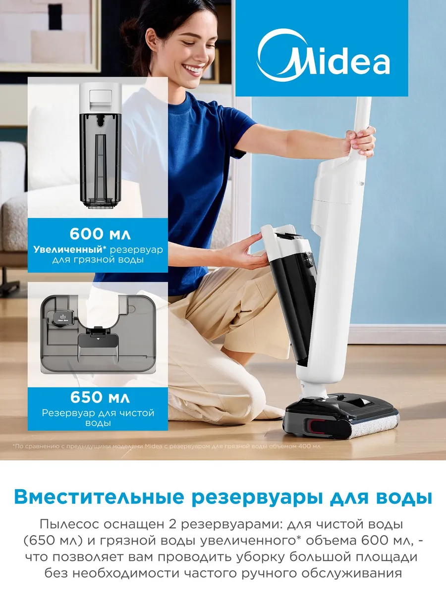 Моющий вертикальный беспроводной пылесос Midea - изображение 4