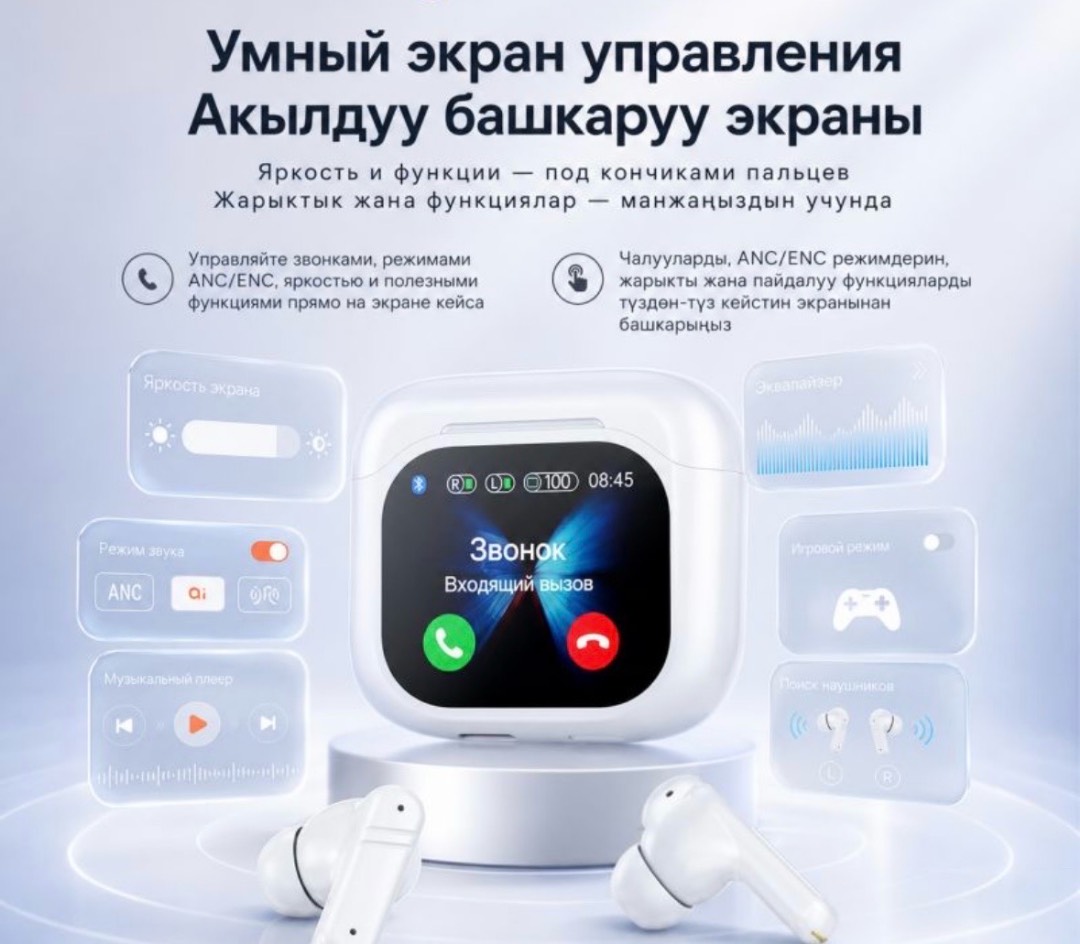 Беспроводные наушники с переводчиком и дисплеем Headphones Digital Display BY-16 - изображение 8