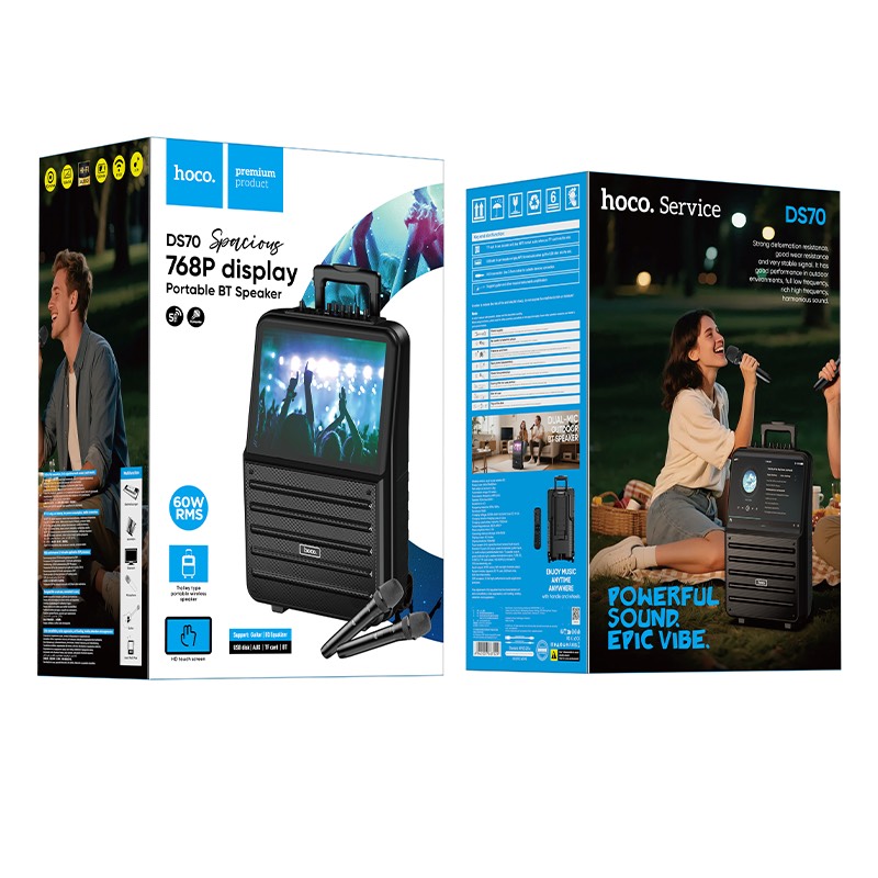 HOCO DS70 — мощная Bluetooth колонка с экраном и караоке - изображение 3