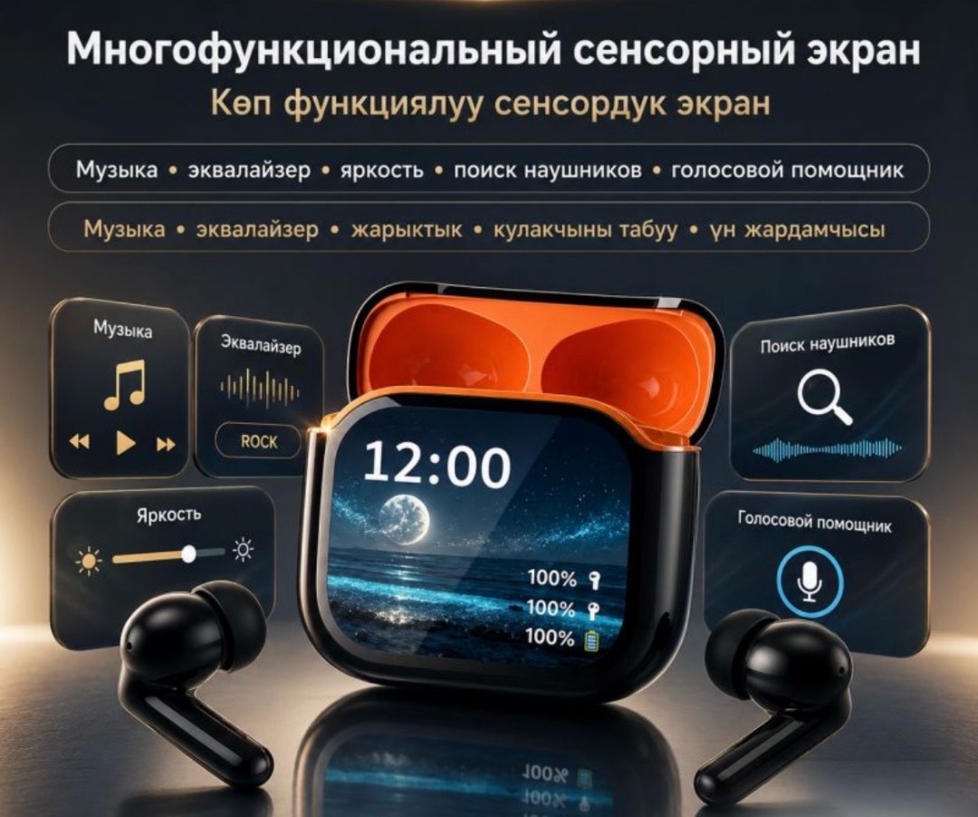 Беспроводные наушники с переводчиком и дисплеем Headphones Digital Display BY-16 - изображение 6