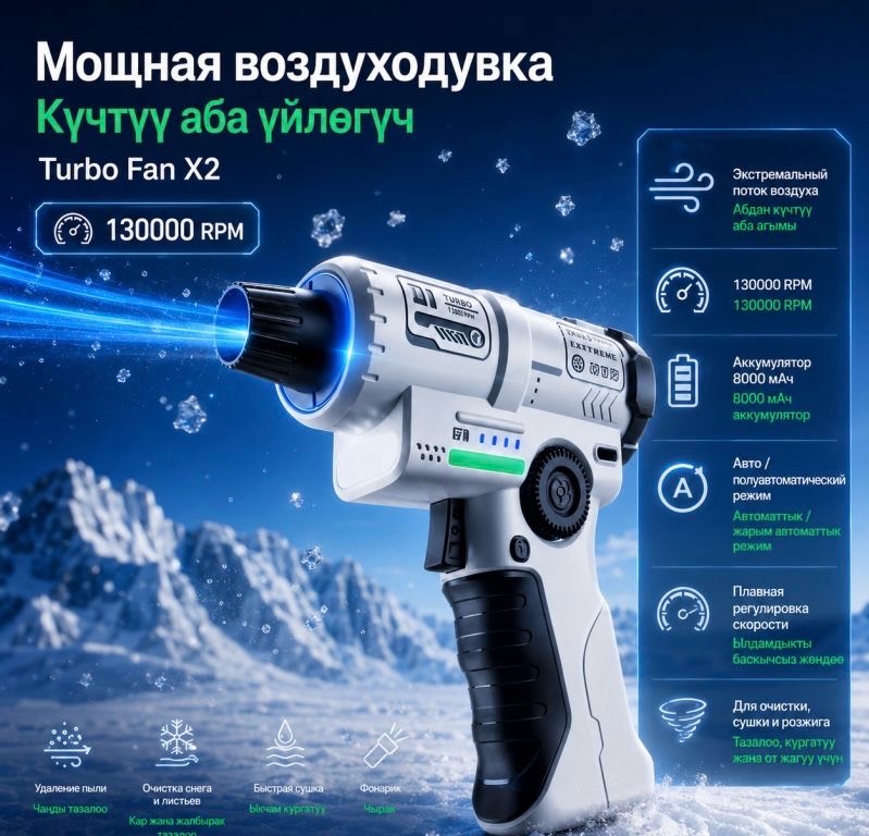 Мощная воздуходувка Turbo Fan X2