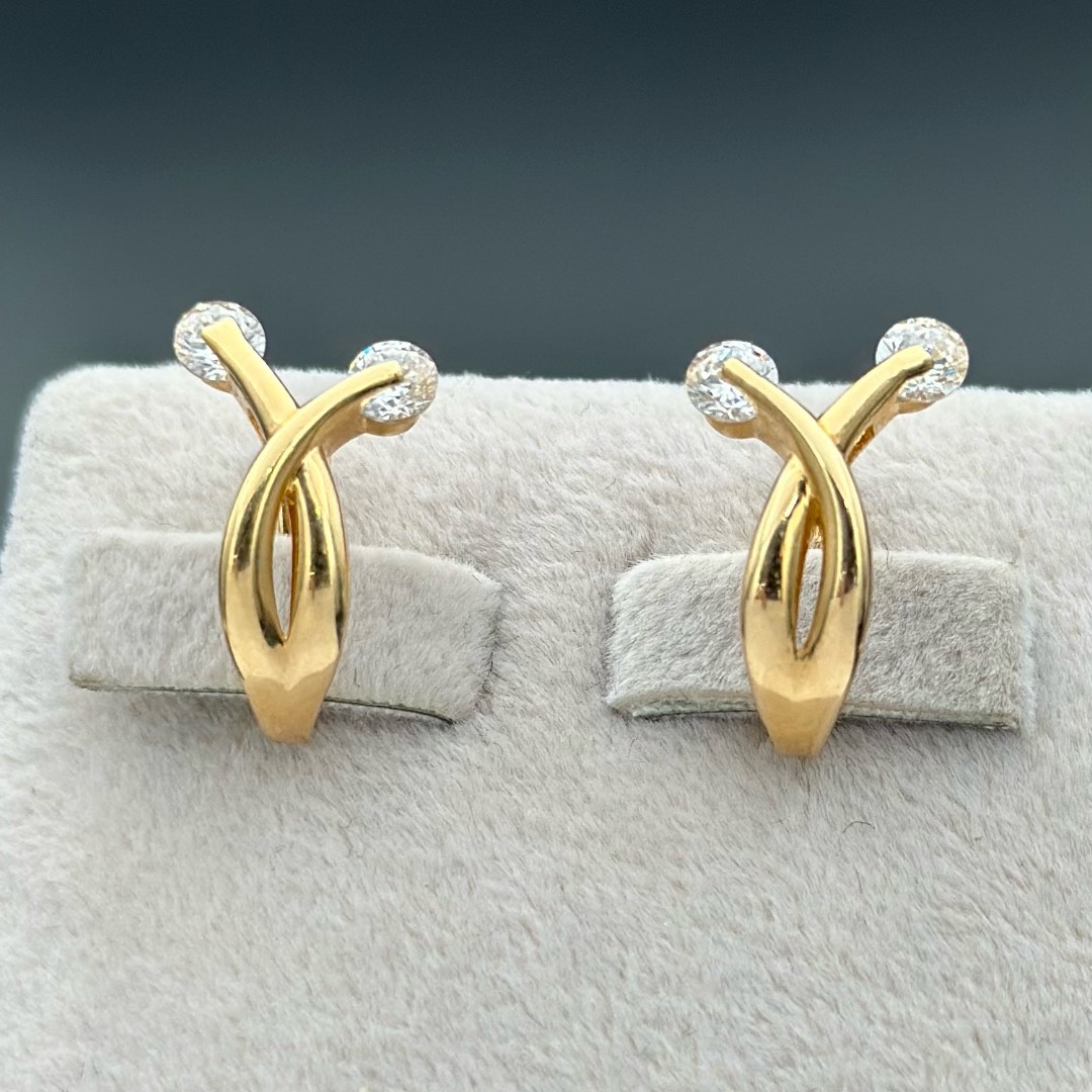 Серьги в желтом золоте 585, 3,51 грамм