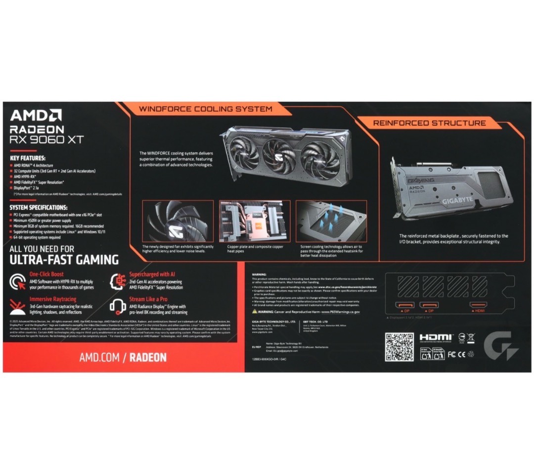 Видеокарта GIGABYTE AMD Radeon 9060 XT GAMING OC [GV-R9060XTGAMING OC-16GD] - изображение 2