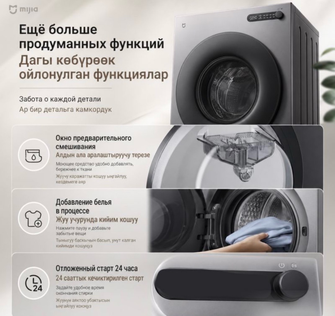 Умная стиральная машина с функцией сушки Xiaomi Mijia Fully Automatic drum washer and dryer 12KG - изображение 6