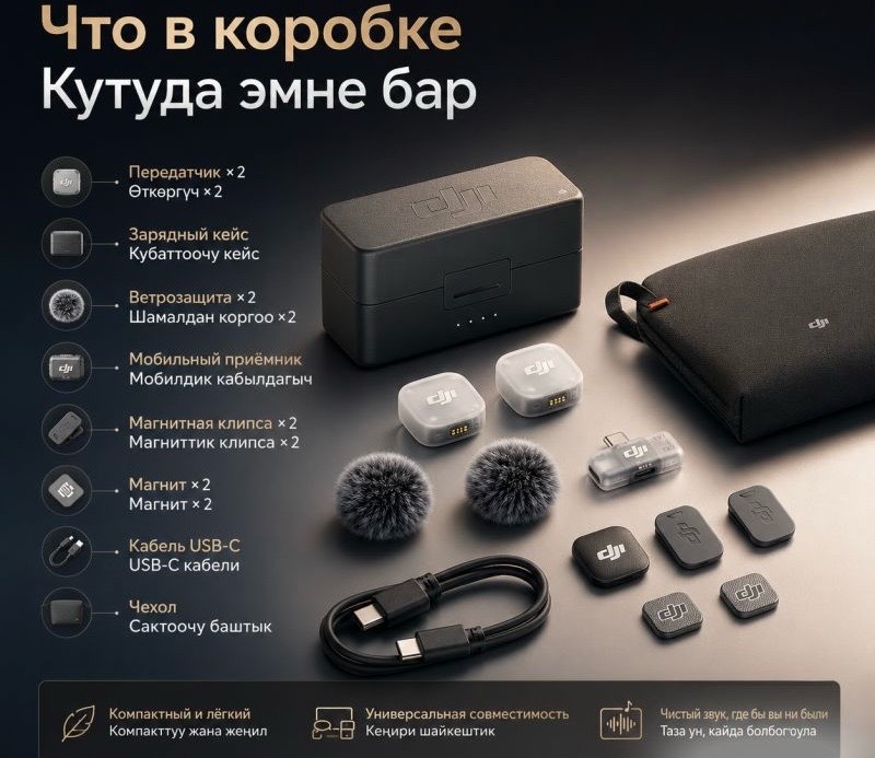 Беспроводной микрофон DJI Mic Mini 2 (2 TX + 1 Mobile RX + Charging Case) - изображение 2