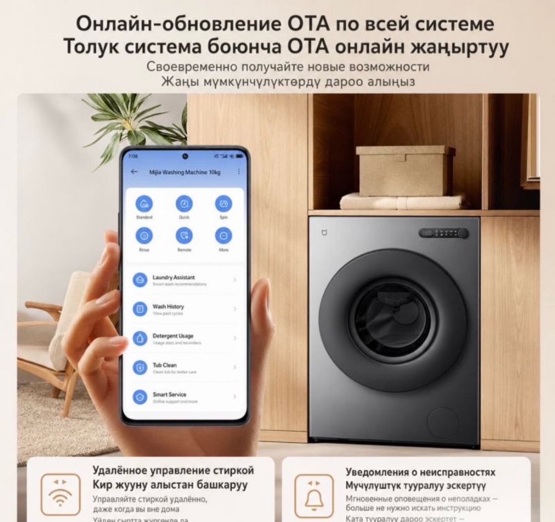 Умная стиральная машина с функцией сушки Xiaomi Mijia Fully Automatic drum washer and dryer 12KG - изображение 2