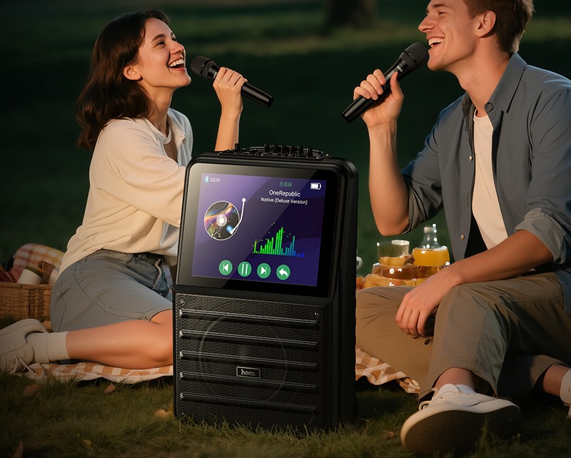 HOCO DS70 — мощная Bluetooth колонка с экраном и караоке - изображение 5