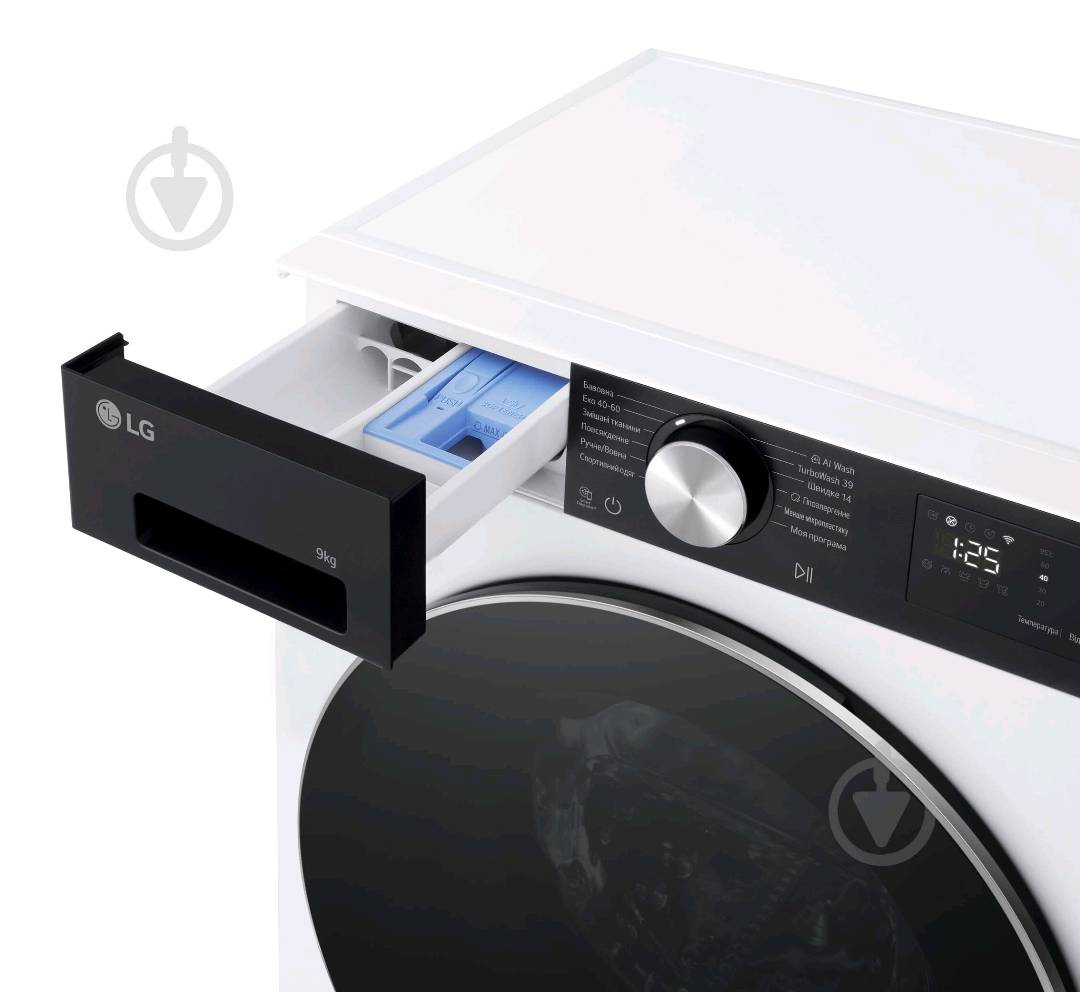 Стиральная машина LG F2X5FS2WB — это узкая фронтальная модель с максимальной загрузкой до 9 кг, инверторным мотором с прямым приводом и функцией обработки паром - изображение 6