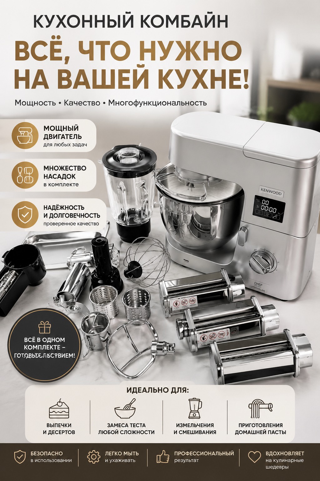 КУХОННЫЙ КОМБАЙН KENWOOD — ВСЁ НЕОБХОДИМОЕ В ОДНОМ!