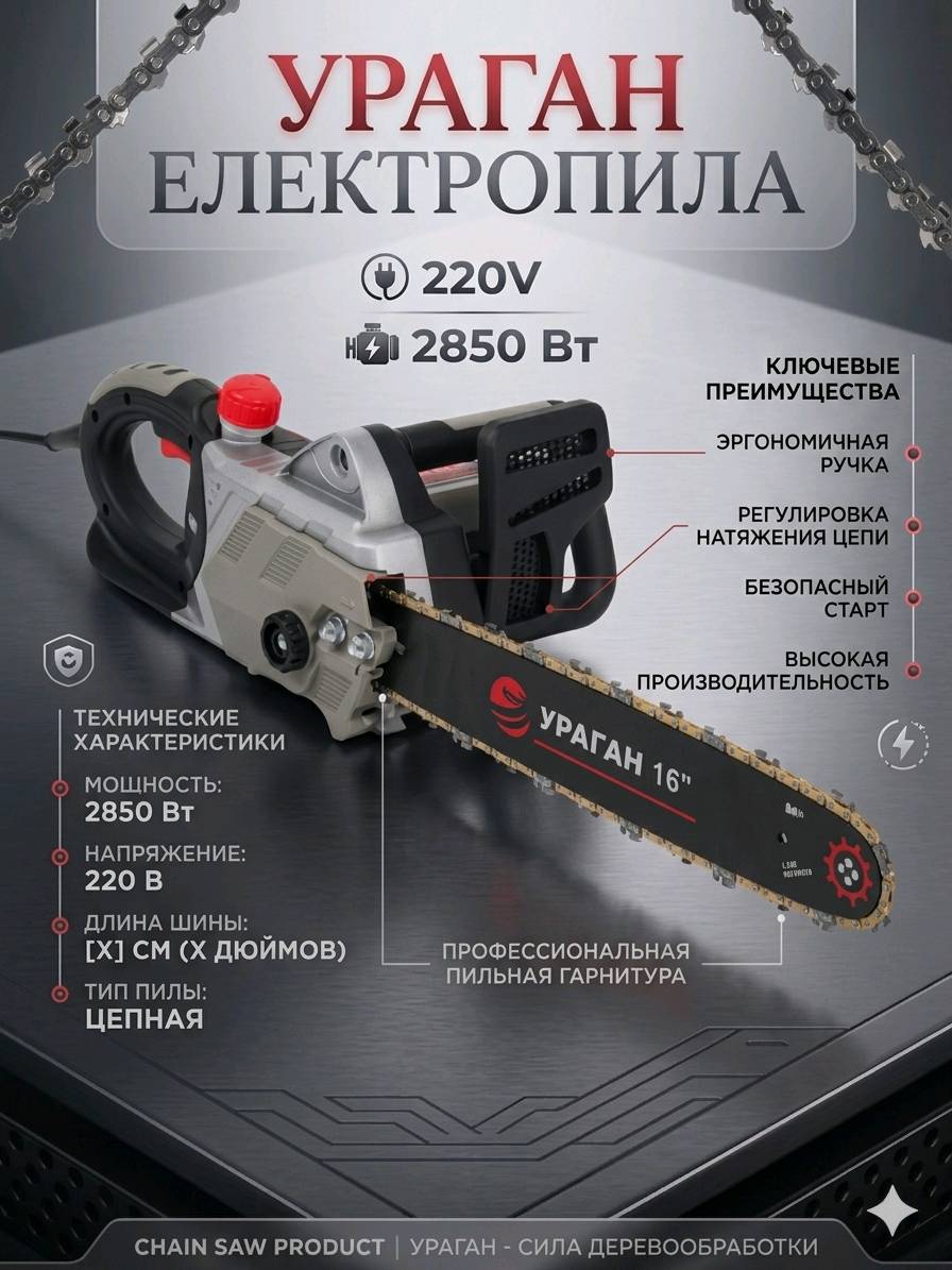 Электро Пила Ураган 2850В