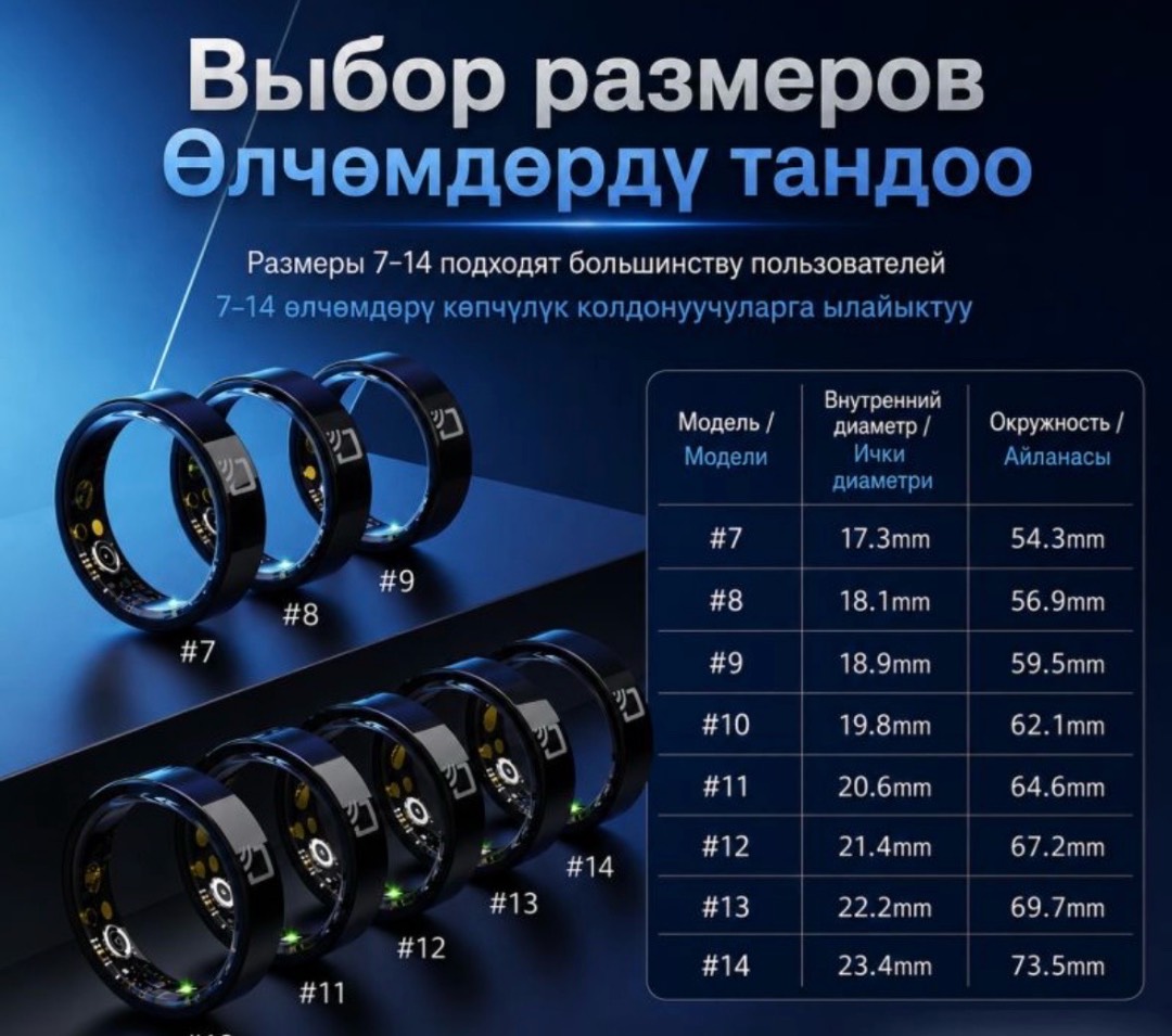 Умное кольцо для мониторинга здоровья с зарядным футляром Smart Ring - изображение 4