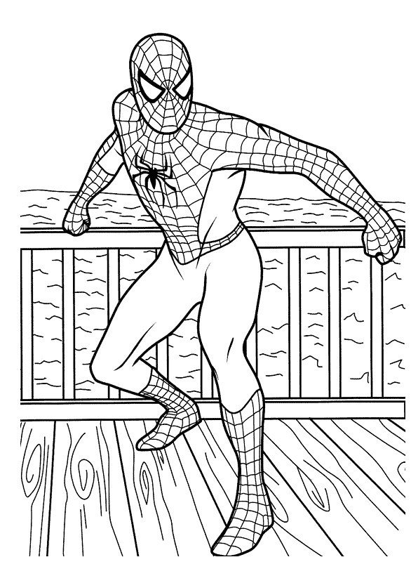 Раскраска Человек паук на берегу