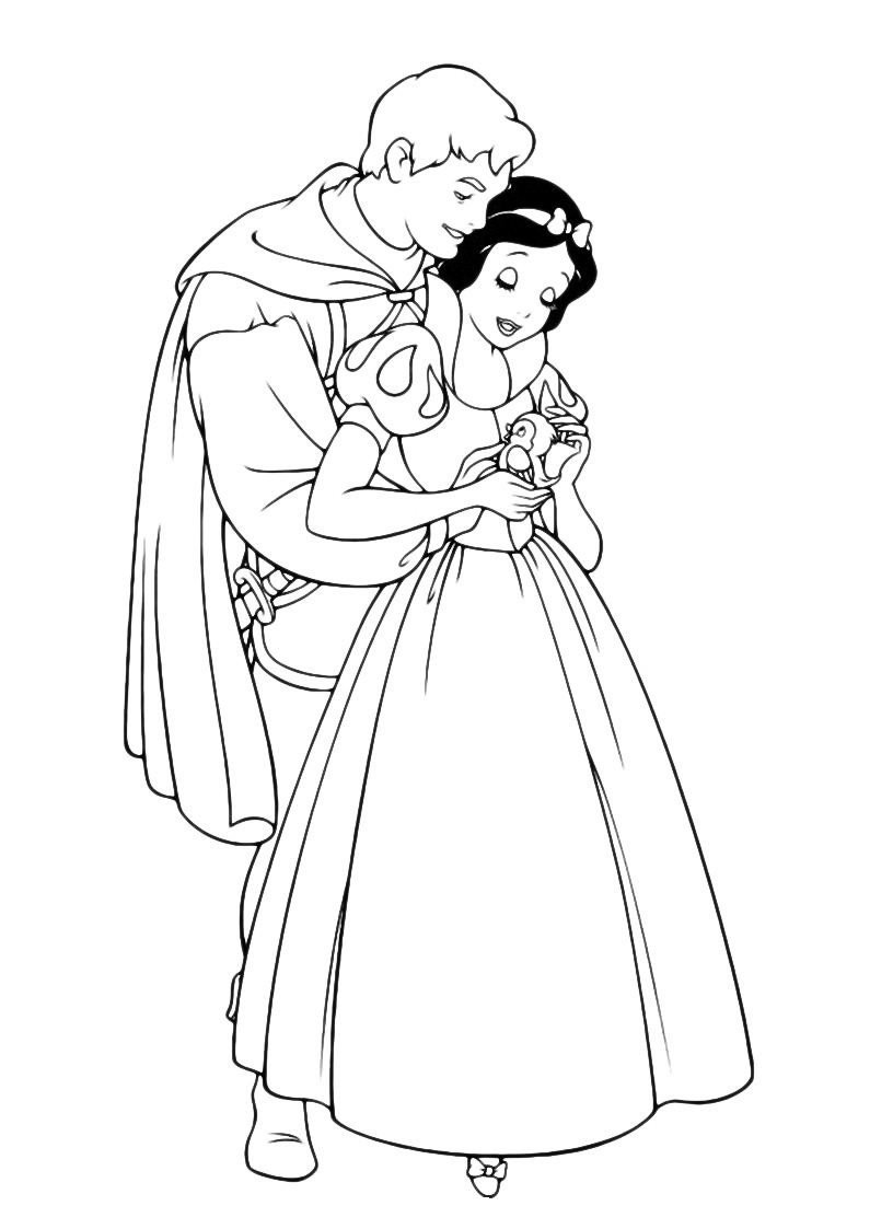 Раскраска Принцесса Белоснежка и принц