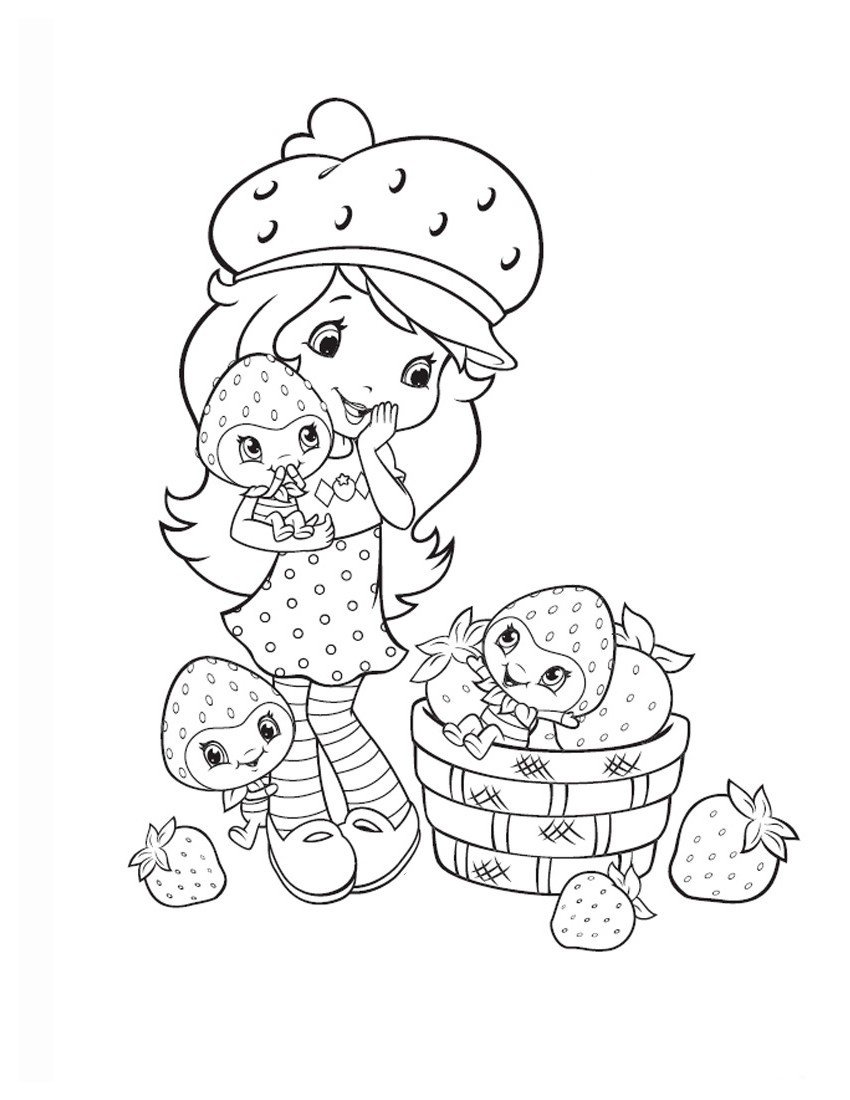 Раскраска Принцесса Клубничка и маленькие ягодки