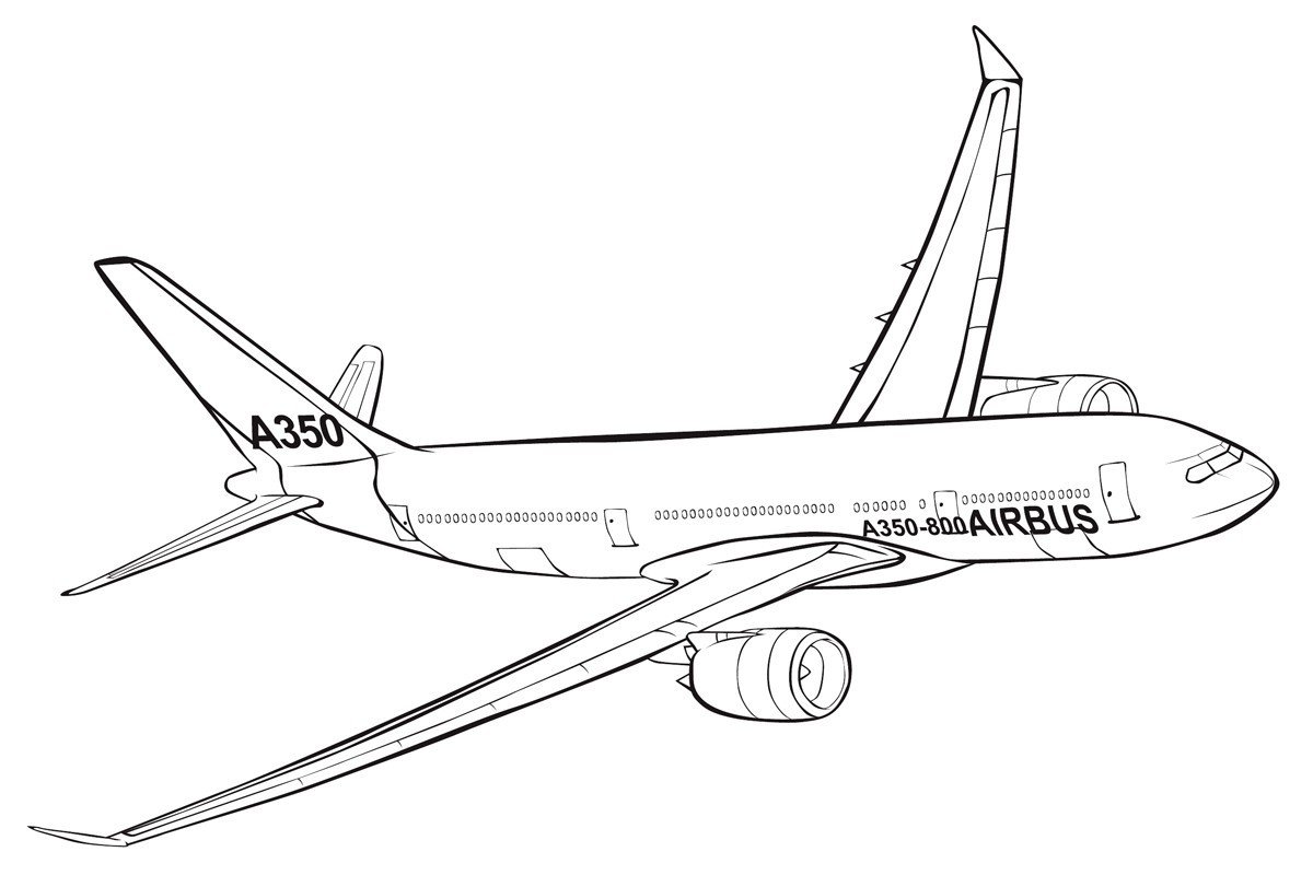 Раскраска Самолет Airbus A350