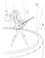 Раскраска Барби поет и играет на гитаре