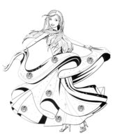 Раскраска Барби танцует в бальном платье