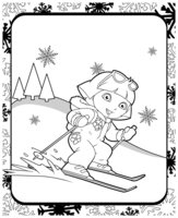 Раскраска Даша на лыжах