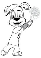 Раскраска Дружок Барбоскин играет в теннис