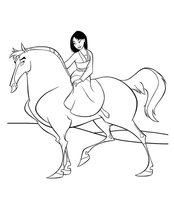 Раскраска Фа Мулан на лошади