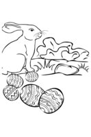 Раскраска Кролик и пасхальные яйца