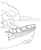 Раскраска Лодка на берегу