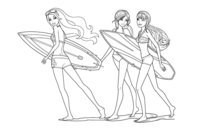 Раскраска Мерлия с доской для серфинга