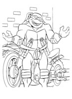 Раскраска Микеланджело и мотоцикл