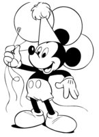 Раскраска Микки Маус с воздушными шарами