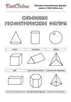 Раскраска Объемные геометрические фигуры с названиями