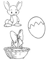 Раскраска Пасхальная корзинка, яйцо, кролик