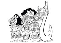 Раскраска Персонажи мультфильма Моана