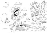 Раскраска Принцесса и пират