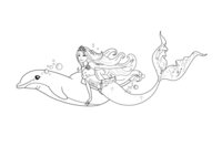 Раскраска Русалка Барби с дельфином