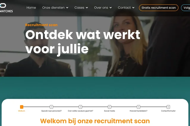 De recruitment scan op de website van Sterk in Matches