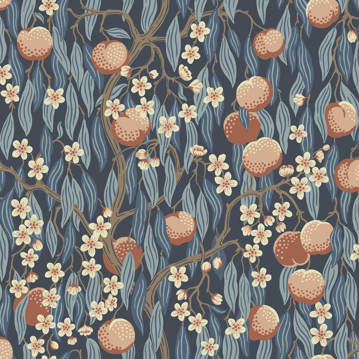 Persikoträd - 9167 - Boråstapeter - Behang - Blauw
