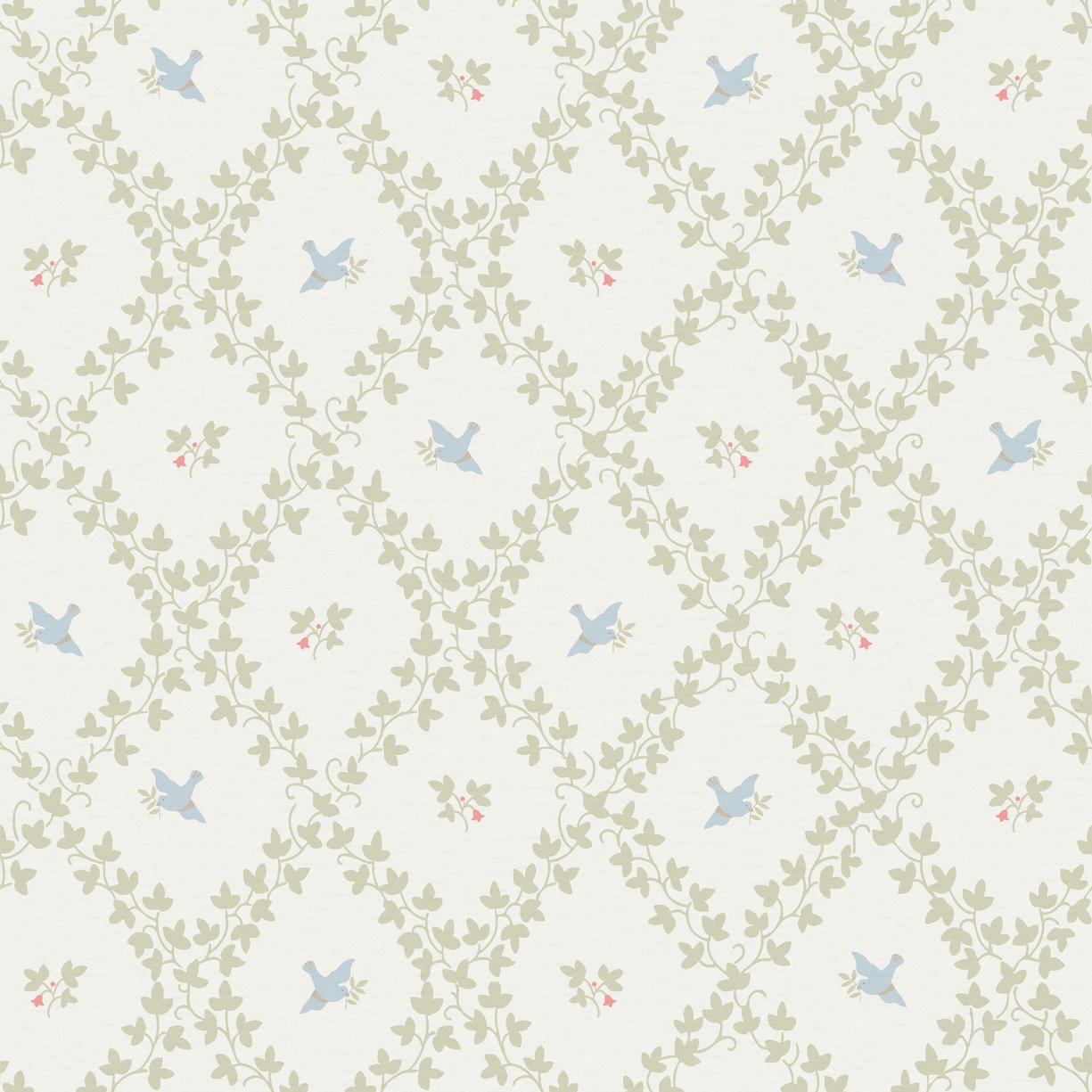 Lilla Fågel, Vit Beige Multi - 2019-01 - Duro - Papiers peints - Multicolore