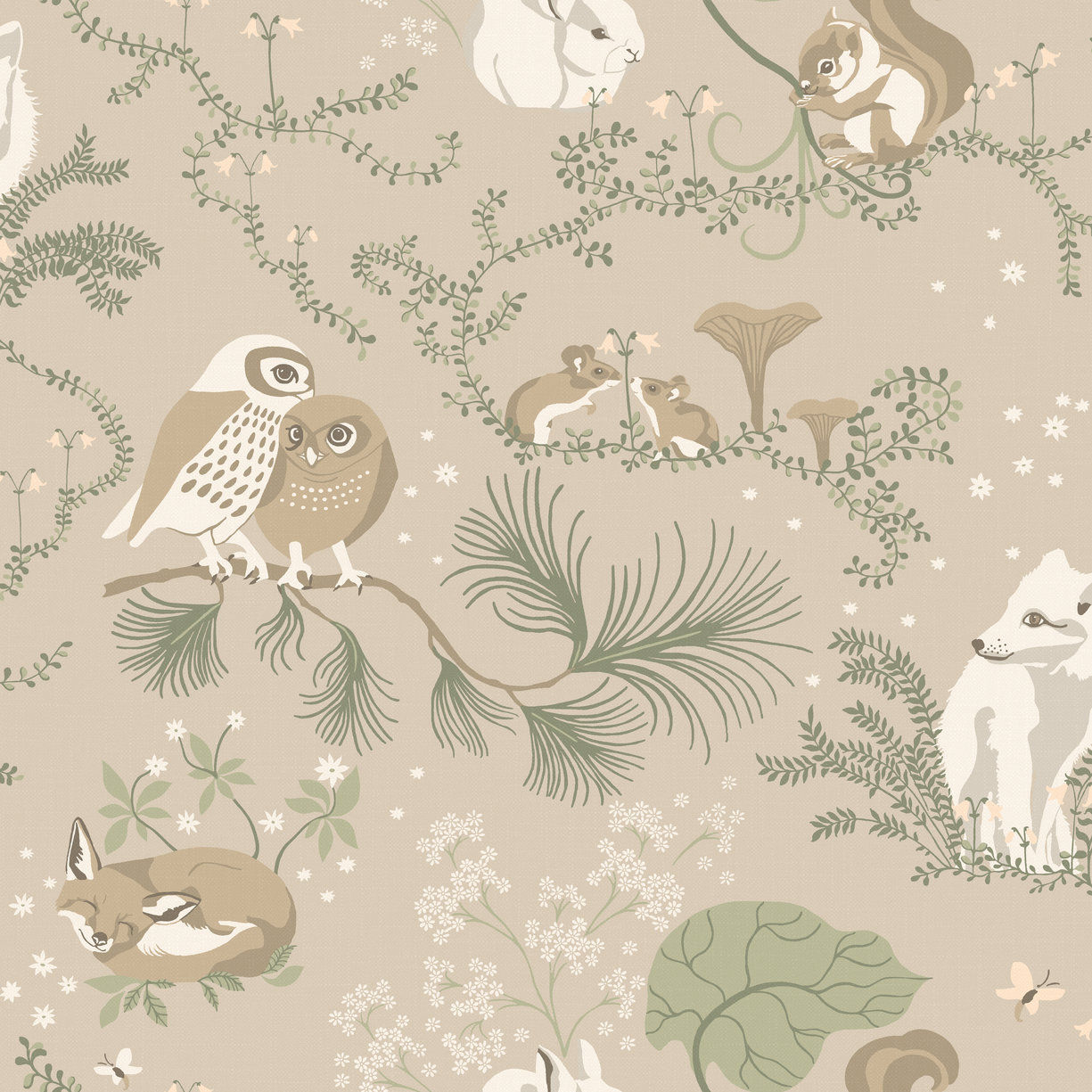 Skogsvänner, Beige - 2010-02 - Duro - Papiers peints - Beige