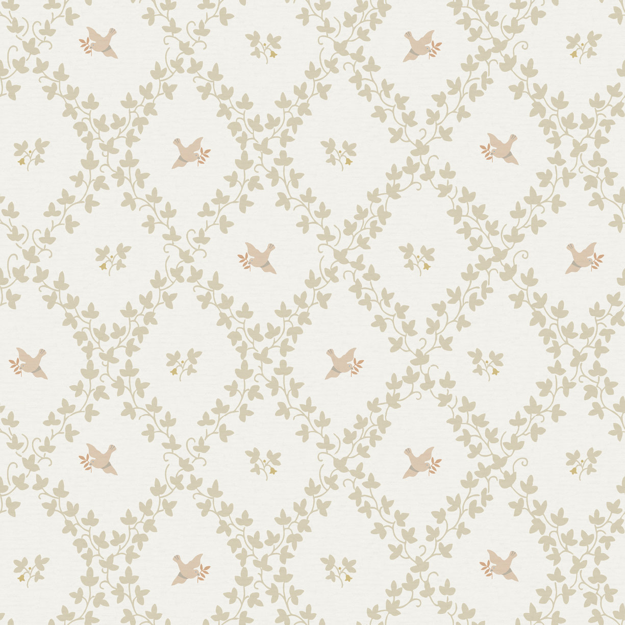 Lilla Fågel, Vit Beige Rost - 2019-03 - Duro - Papiers peints - Multicolore