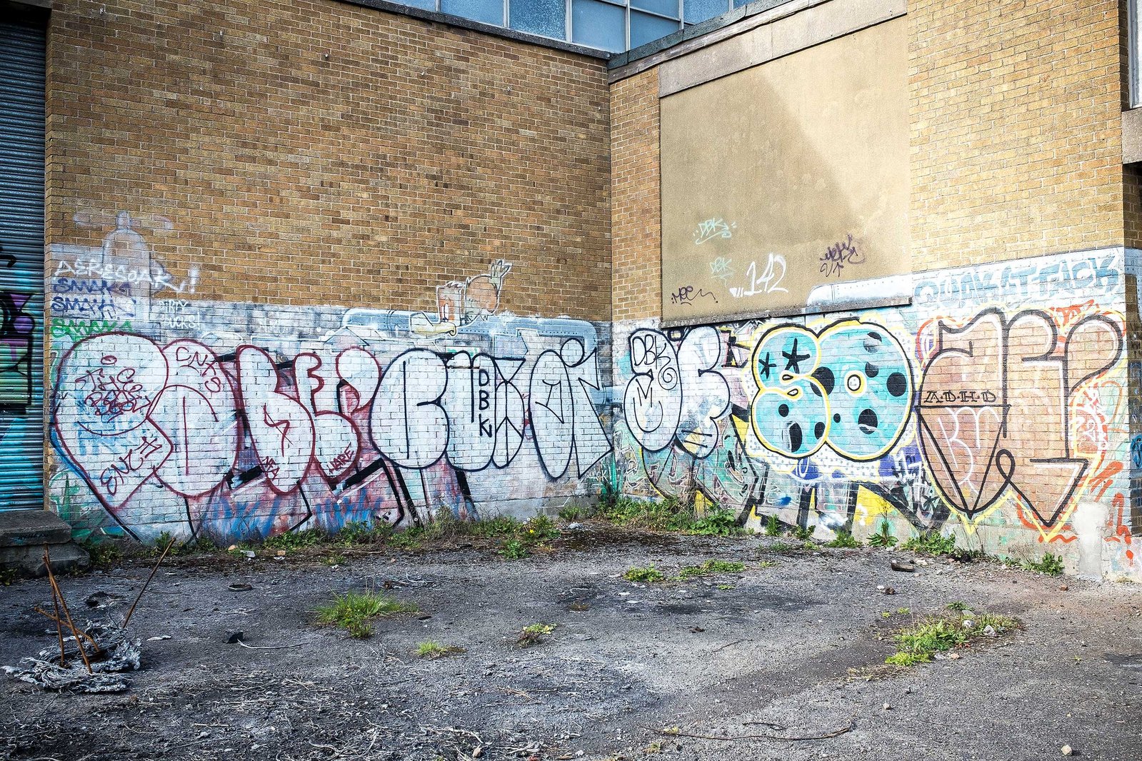 Graffiti on the rear of the sewage pumping station