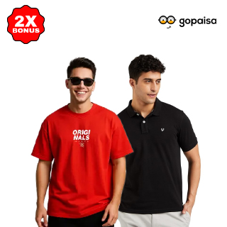 GoPaisa 2x Rewards on Flipkart: Men's T-Shirts Under Rs.200 + 7% GP Rewards (Earlier 3.5%)